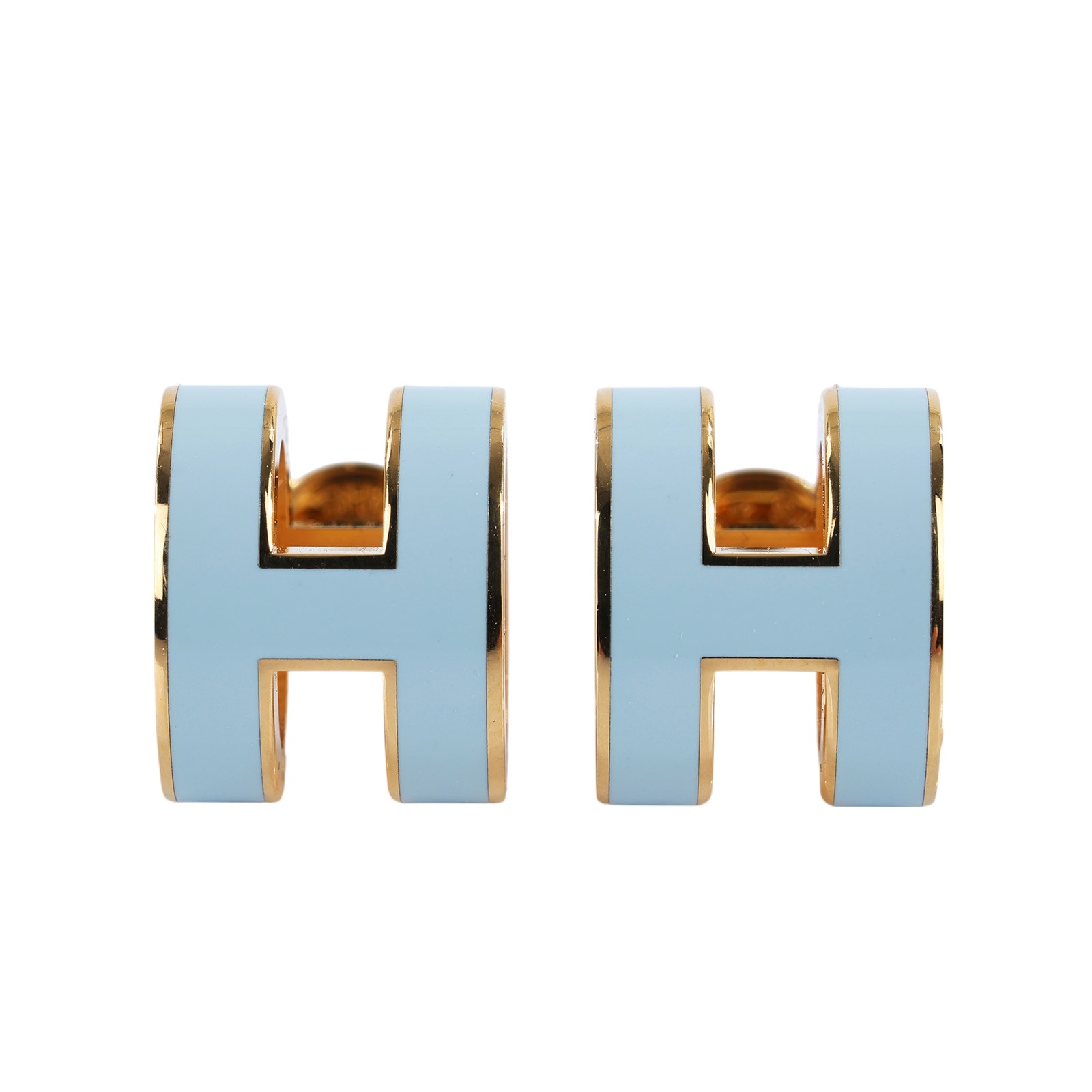 愛馬仕 Hermès Mini Pop H 耳釘 POPHE  寶寶藍MINI POP H耳環 原廠盒子