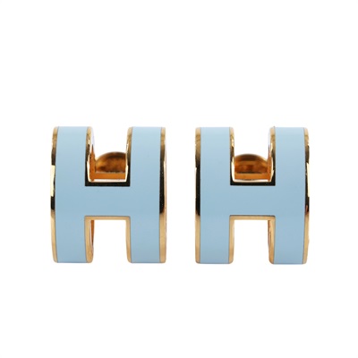 愛馬仕 Hermès Mini Pop H 耳釘 POPHE  寶寶藍MINI POP H耳環 原廠盒子
