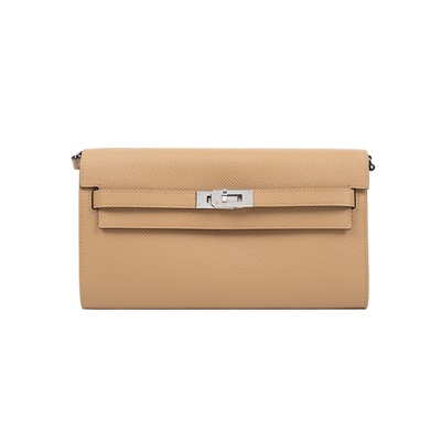 愛馬仕 Hermès Kelly to go 長夾肩背包 KLG U刻 / T1007GZ KELLY TO GO 餅乾色內拚粉 原廠盒子/國外官網明細