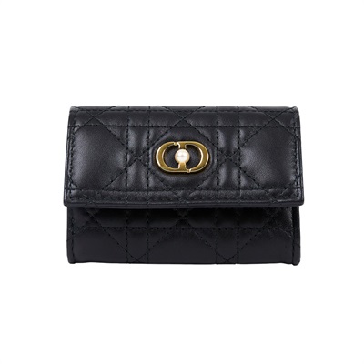 迪奧 CHRISTIAN DIOR Jolie錢包 卡夾 零錢包 S3102UNJB 黑菱格卡包 原廠盒子/防塵袋/購買證明