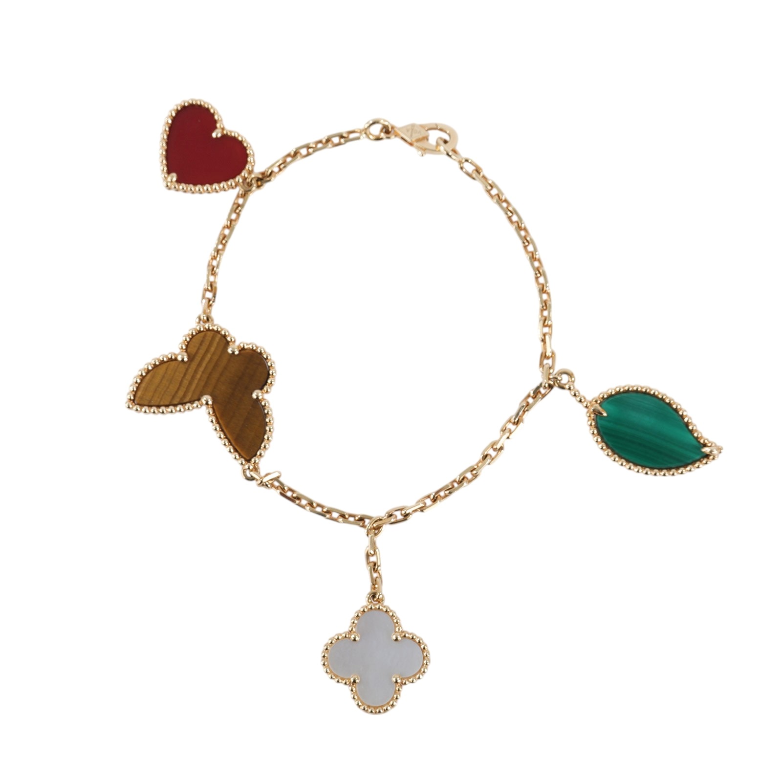 梵克雅寶 Van Cleef & Arpels Lucky Alhambra手鍊 4枚墜飾 VCARD79600_改短3cm  原廠盒子/防塵袋/保書/修改單