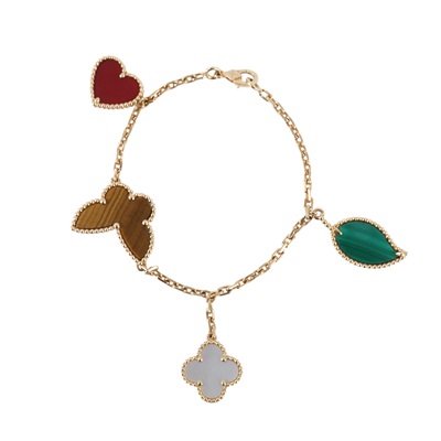 梵克雅寶 Van Cleef & Arpels Lucky Alhambra手鍊 4枚墜飾 VCARD79600_改短3cm  原廠盒子/防塵袋/保書/修改單
