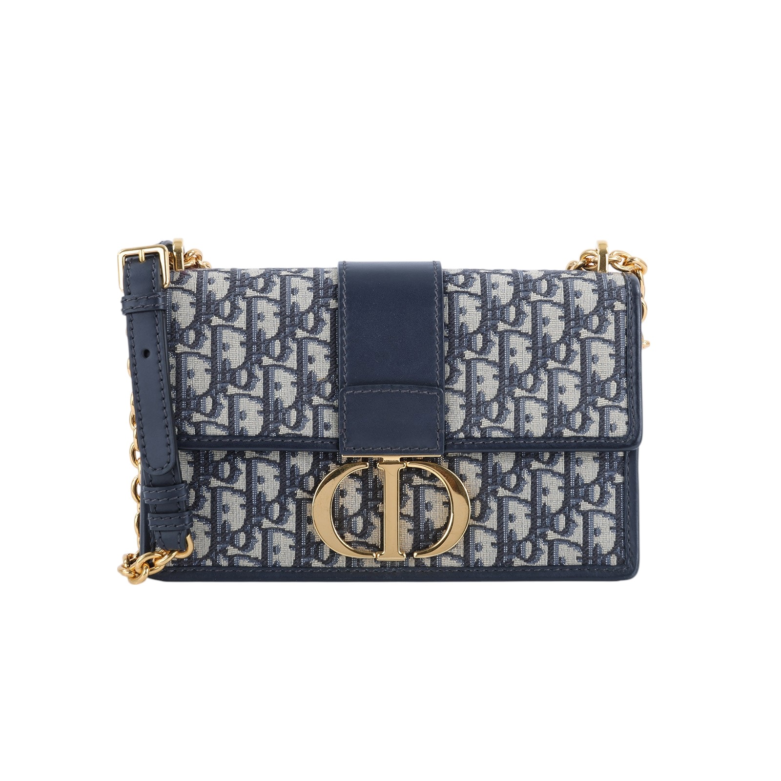 迪奧 CHRISTIAN DIOR 30 Montaigne 鏈帶 肩背手提包 藍色 M9208UTZQ 藍緹花蒙田30鍊帶款 原廠盒子