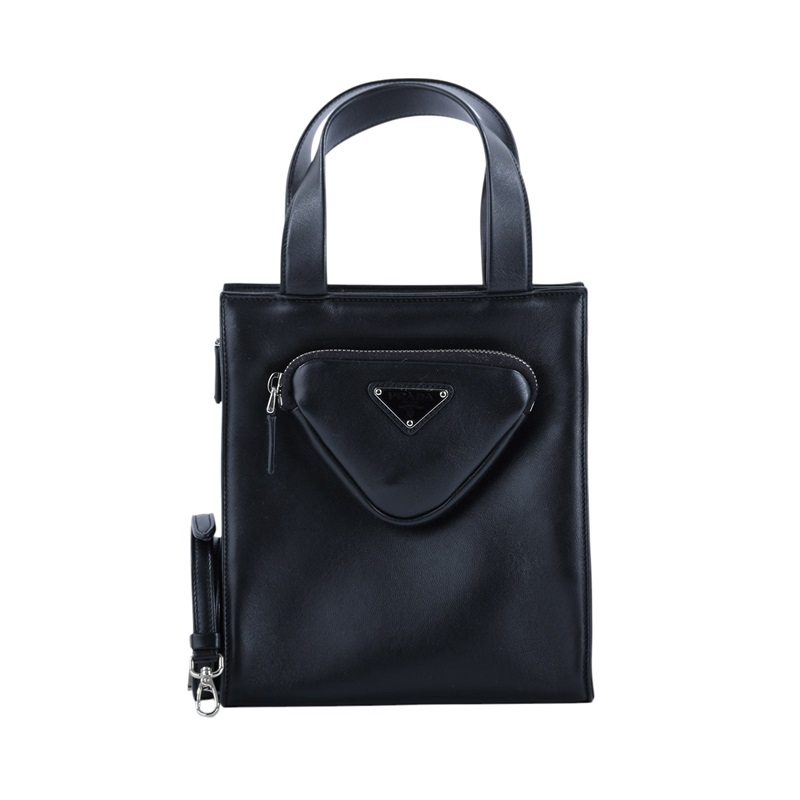 普拉達 PRADA 羊皮 托特包 1BG418_2DX8 黑直立2WAY 防塵袋/保證卡/背帶