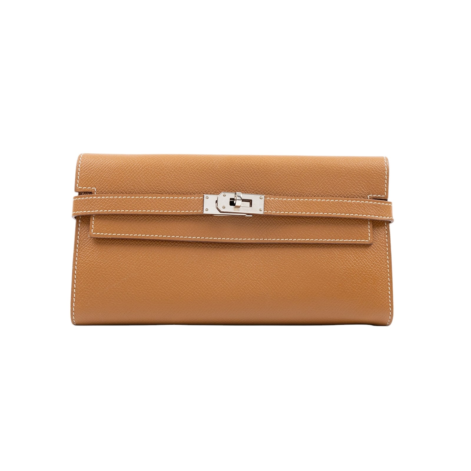 愛馬仕 Hermès Kelly 長夾 錢包 KLLONG X刻 金棕銀扣KELLY長夾 原廠盒子/收據