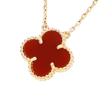梵克雅寶 Van Cleef & Arpels Vintage Alhambra 吊墜 小型 VCARD38500 紅玉髓幸運草項鍊 原廠盒子/證書/購買證明