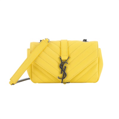 聖羅蘭 YSL SAINT LAURENT 鏈條肩背包 399289B6804 黃色學院包 MINI 無附屬品