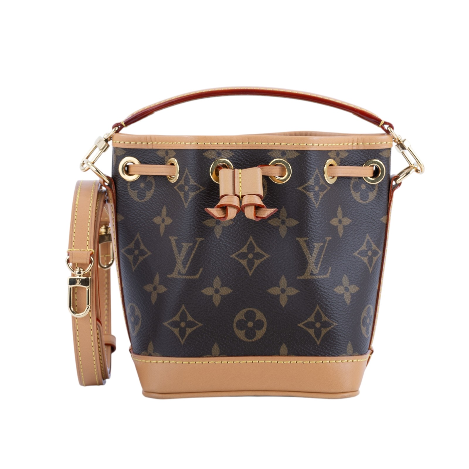 路易威登 LOUIS VUITTON Nano Noé 原花 束口水桶包 M81266 晶片款 原花NANO NOE 水桶包 原廠盒子/防塵袋