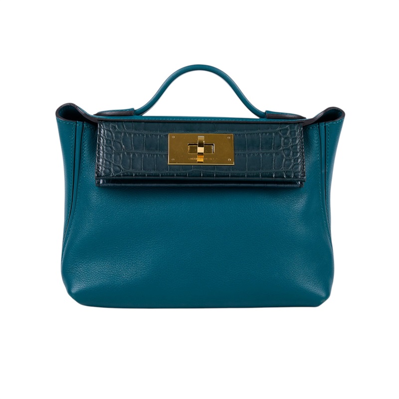 愛馬仕 Hermès 24/24 21 手提包 24/24/21 B刻 綠24/24 MINI TOUCH 原廠盒子/防塵袋/瀕臨絕種野生動植物國際貿易公約