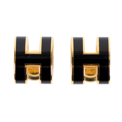 愛馬仕 Hermès Mini Pop H 耳釘 黑色 H608002FO03  黑MINI POP H 耳環 原廠盒子/防塵袋