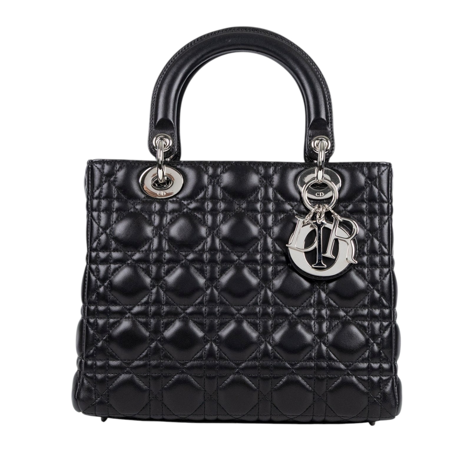 迪奧 CHRISTIAN DIOR Lady Dior 中型 肩背 斜背 手提包 M0565PNGE  原廠盒子/防塵袋/保證卡/背帶