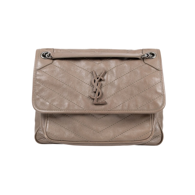 聖羅蘭 YSL SAINT LAURENT Niki 復古皮革 中型手袋 6331580EN04 灰NIKI中號 無附屬品