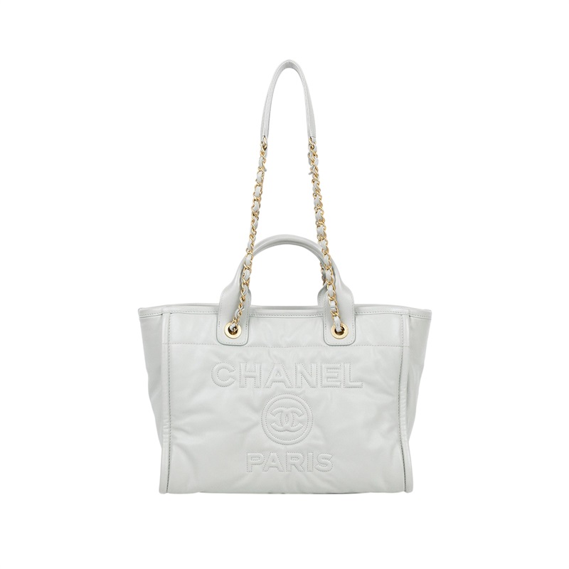 香奈兒 CHANEL 沙灘包 托特包 AS3351 晶片款 灰全皮沙灘包 防塵袋