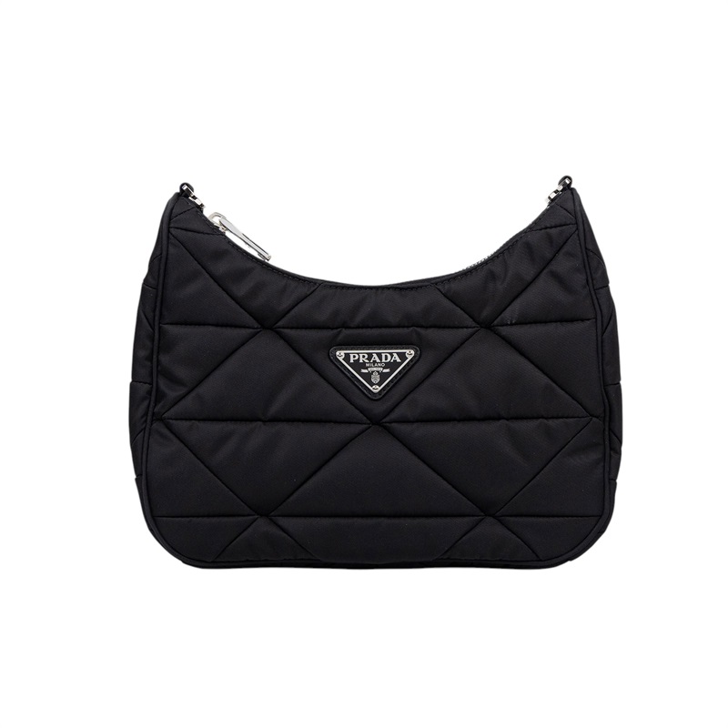 普拉達 PRADA Re-Nylon 單肩 斜胯包 1BC151_RDJN 黑尼龍斜背包 原廠盒子/背帶