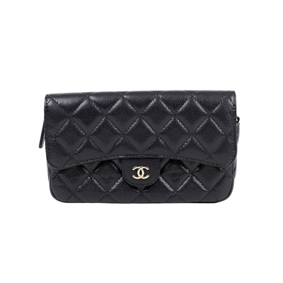 香奈兒 CHANEL 菱格紋 woc 口蓋包  晶片款 黑荔枝多功能WOC 防塵袋