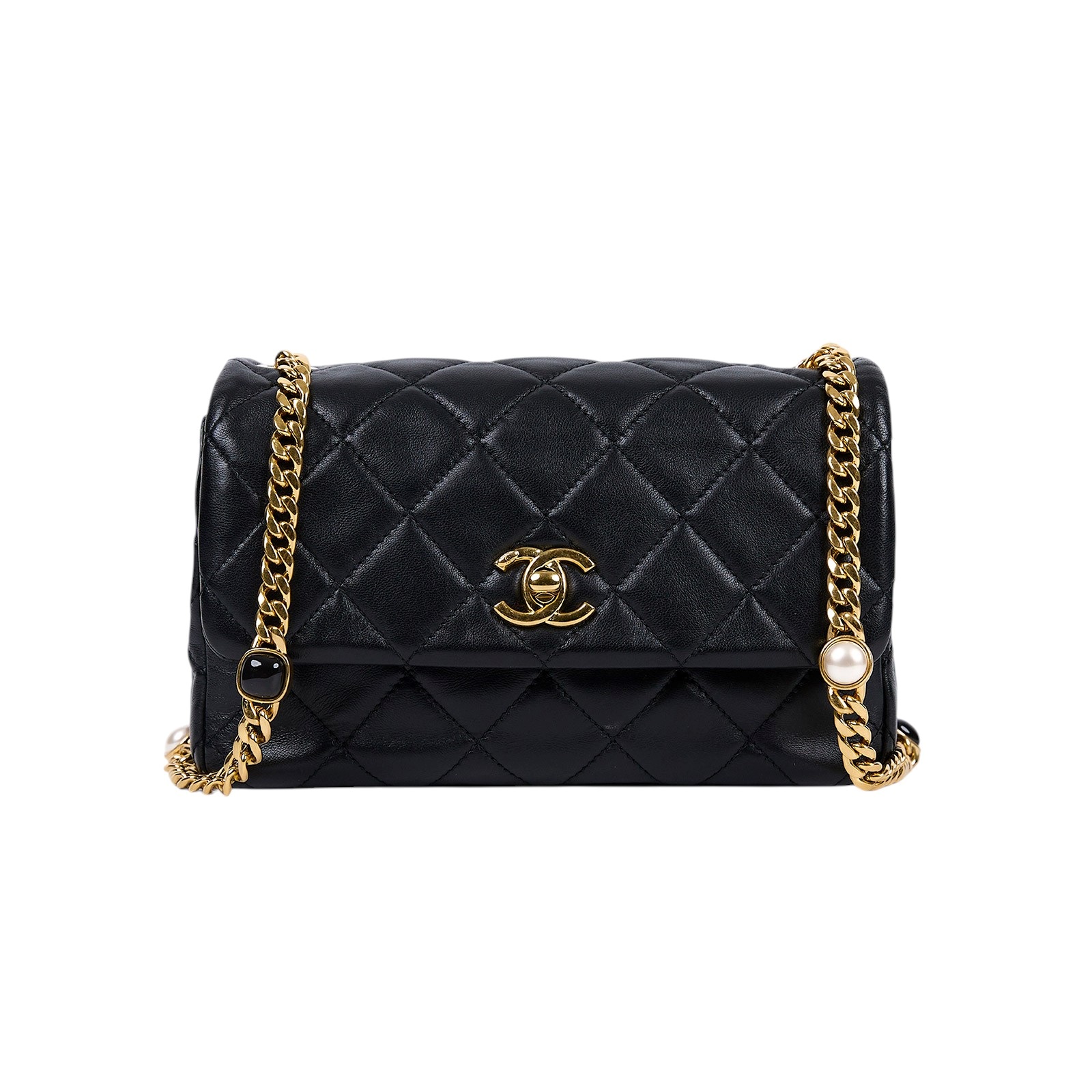 香奈兒 CHANEL 珠寶鍊 口蓋包 AS3479 晶片款 黑羊金釦珠寶鍊 季節款 原廠盒子/防塵袋/購買證明