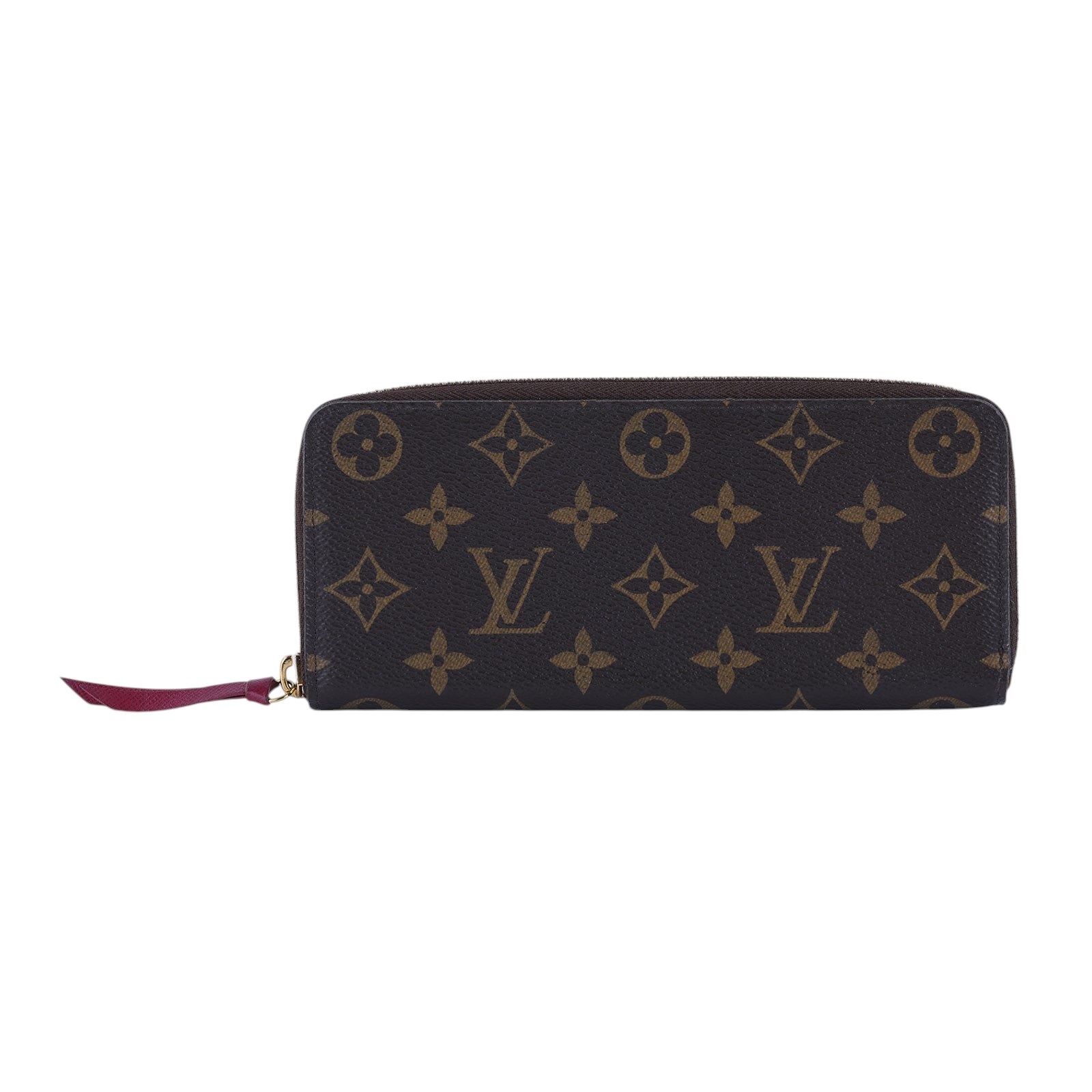 路易威登 LOUIS VUITTON Clémence 錢包 拉鍊 長夾 經典帆布 紫紅色 M60742 晶片款 莓紅原花拉鍊長夾 防塵袋/原廠盒子