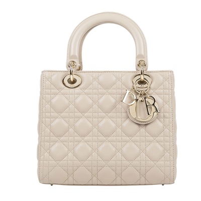 迪奧 CHRISTIAN DIOR Lady Dior 中型 肩背 斜背 手提包 M0565ONGE 米色LADY DIOR 5x5 新版 防塵袋