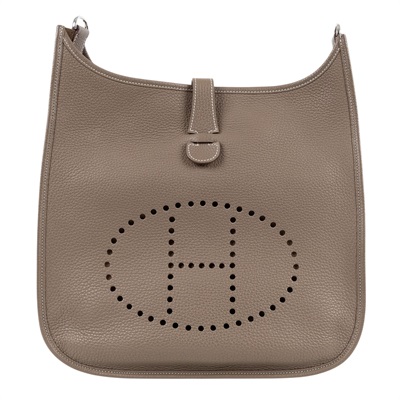 愛馬仕 Hermès Evelyne Bag 伊芙琳包 29 馬蹄型 EV29 T刻 大象灰EVELYNE29 防塵袋/原廠盒子