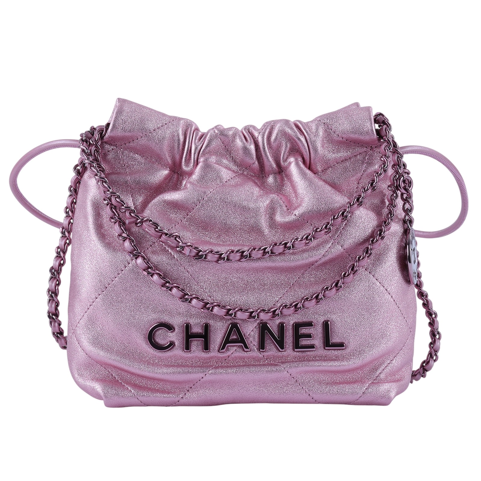 香奈兒 CHANEL 22 迷你 束口包 AS3980 晶片款 金屬粉22包MINI 防塵袋