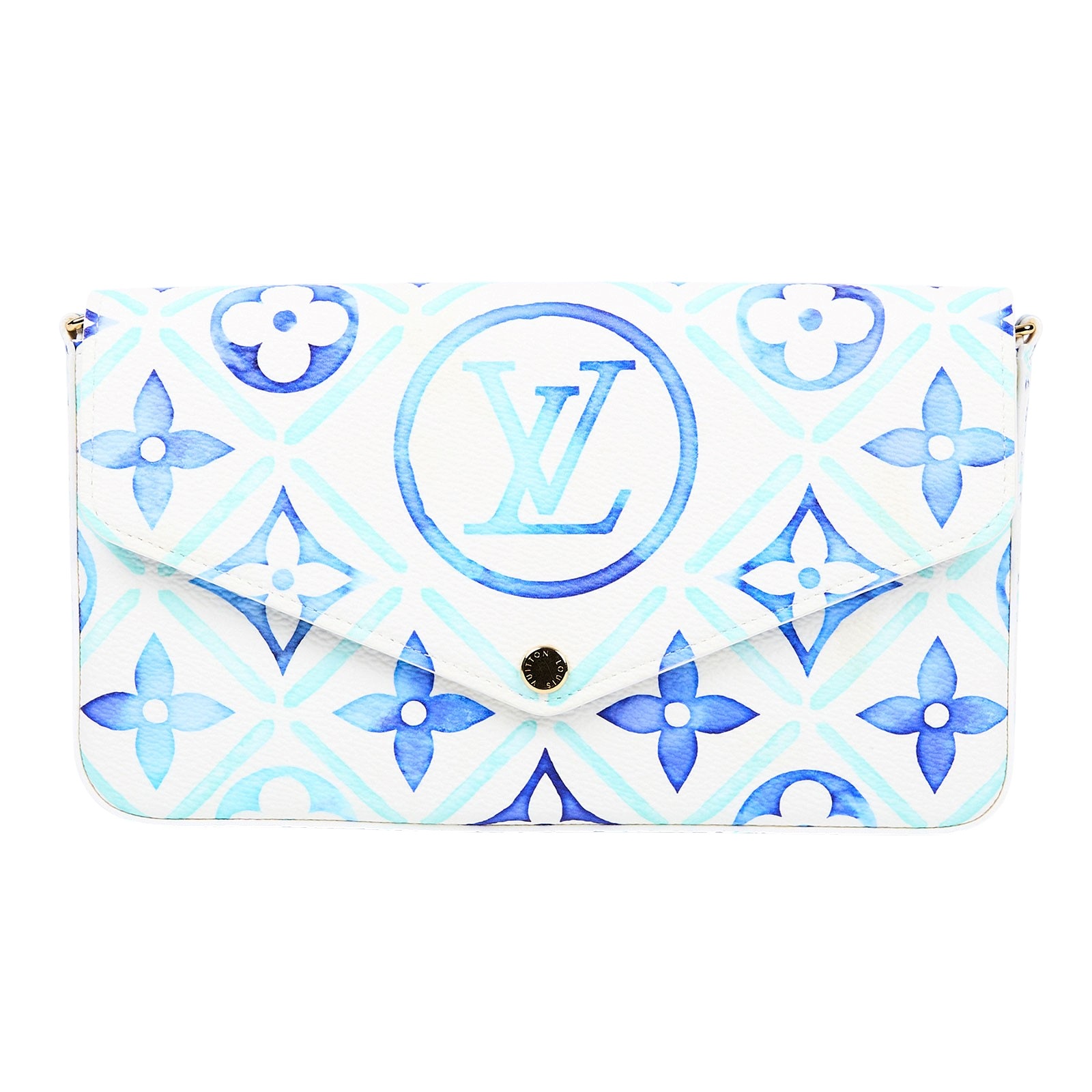 路易威登 LOUIS VUITTON Félicie Pochette 經典壓花皮格 WOC 翻蓋 斜背 鍊帶 肩背包 藍色 M11459 晶片款  防塵袋/購買證明/金屬背帶/帆布背帶