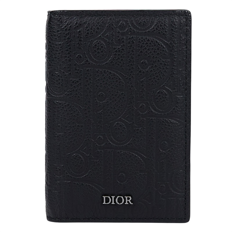 迪奧 CHRISTIAN DIOR 雙摺 卡夾 2ESCH138KLF 黑色老花卡包 原廠盒子/ 防塵袋