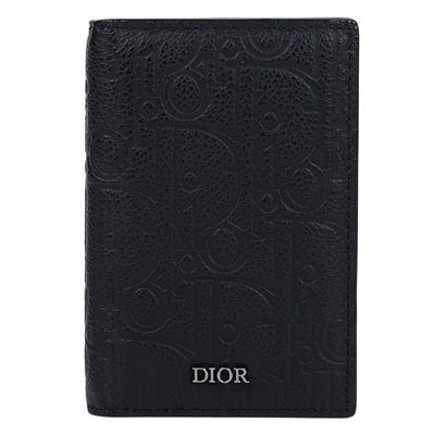 迪奧 CHRISTIAN DIOR 雙摺 卡夾 2ESCH138KLF 黑色老花卡包 原廠盒子/ 防塵袋