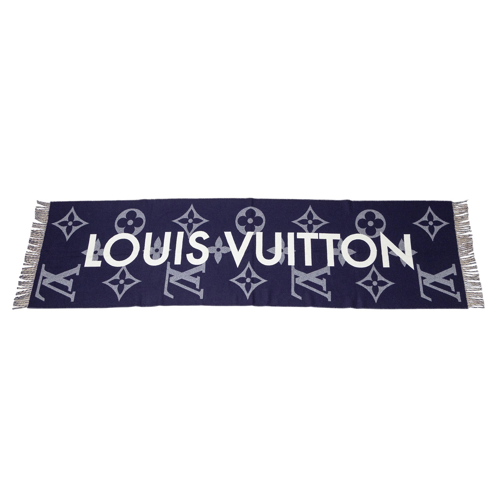 路易威登 LOUIS VUITTON Monogram Capital 圍巾 M73454 深藍圍巾 無附屬品