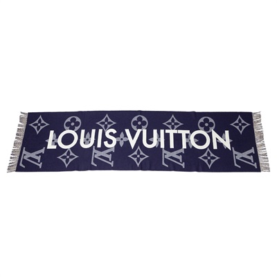 路易威登 LOUIS VUITTON Monogram Capital 圍巾 M73454 深藍圍巾 無附屬品