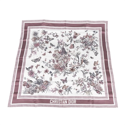 迪奧 CHRISTIAN DIOR Toile de Jouy Mexico 絲巾 41BUT090I613 粉紫蝴蝶絲巾 無附屬品