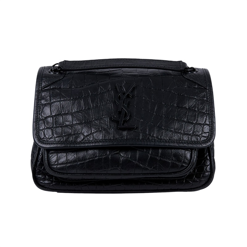 聖羅蘭 YSL SAINT LAURENT Niki 鱷魚皮壓紋 Baby 斜背 翻蓋包 同色五金 6331511K00D  原廠盒子/防塵袋