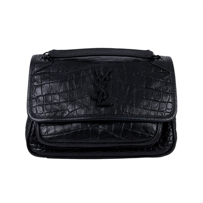 Niki 鱷魚皮壓紋 Baby 斜背 翻蓋包 同色五金