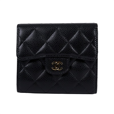 香奈兒 CHANEL 錢包 三摺 短夾 A82288 Y01864 27開 黑荔枝三折短夾 原廠盒子/防塵袋/保證卡/購買證明