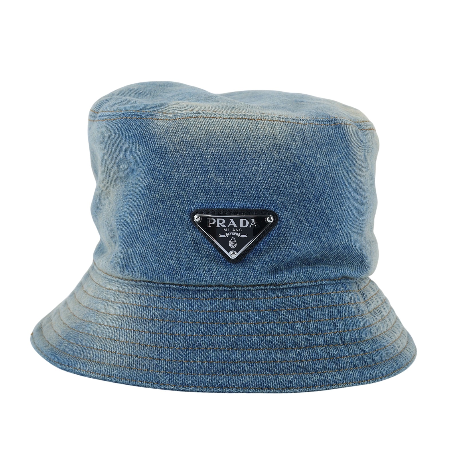 普拉達 PRADA 丹寧 漁夫帽 1HC137_12K1_M 牛仔漁夫帽 #M 防塵袋