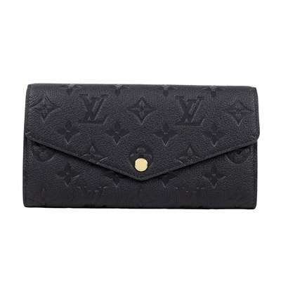 路易威登 LOUIS VUITTON Sarah 錢包 壓花牛皮 黑色 M82257 晶片款 黑壓紋SARAH長夾 原廠盒子/防塵袋/購買證明