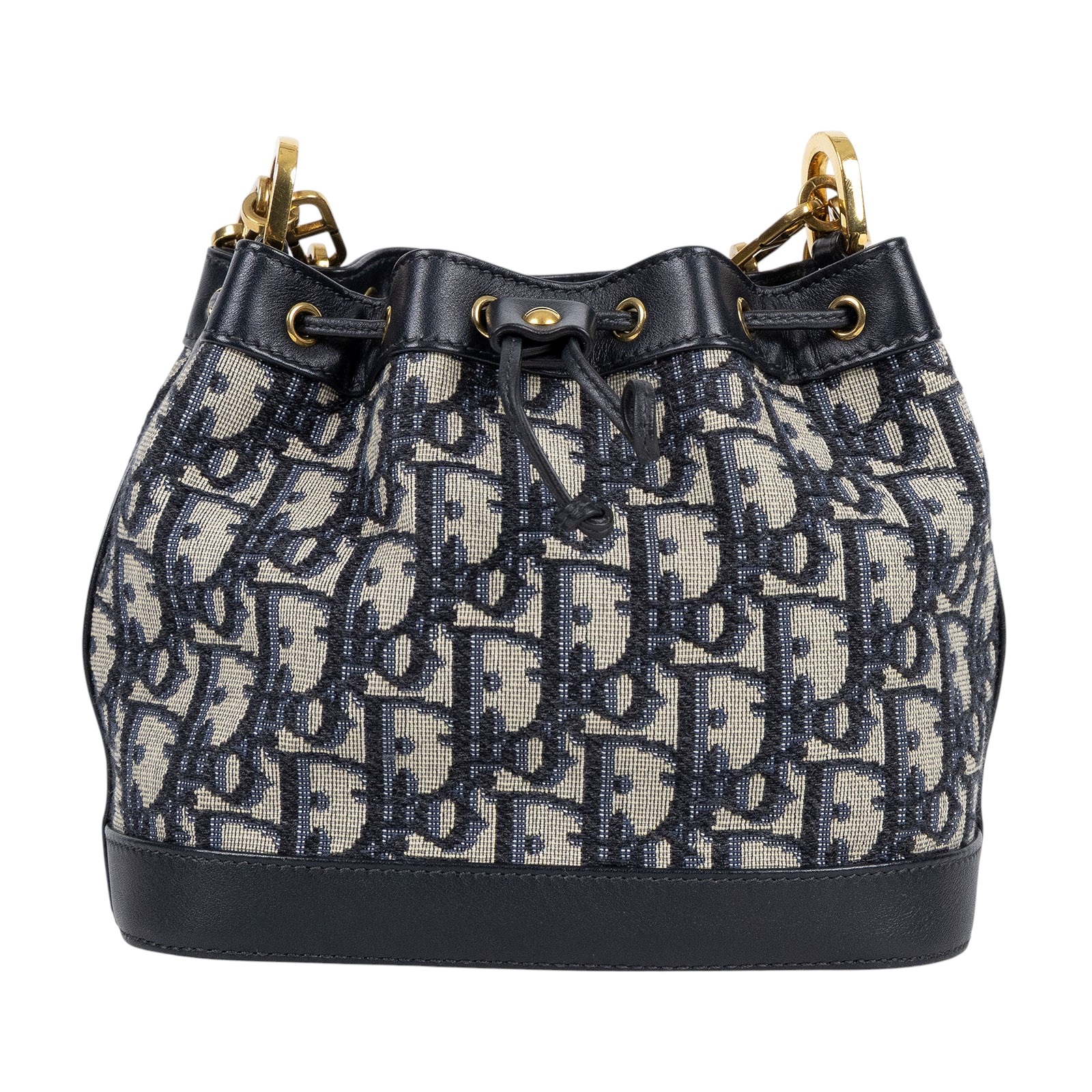 迪奧 CHRISTIAN DIOR 小型 水桶包  藍老花水桶包 防塵袋