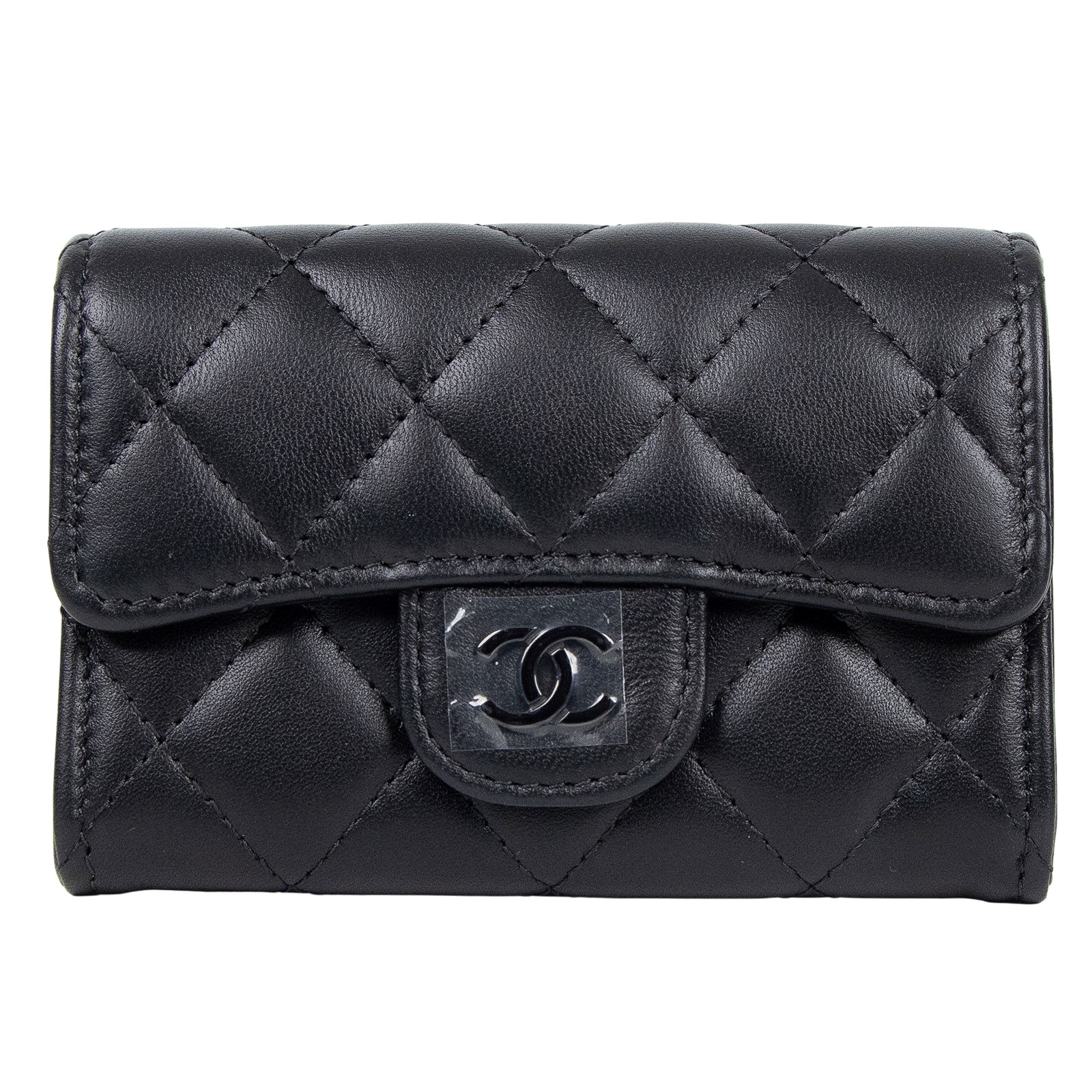 香奈兒 CHANEL 經典口蓋卡片夾 AP0214 晶片款 SO BLACK黑羊卡包 原廠盒子/防塵袋