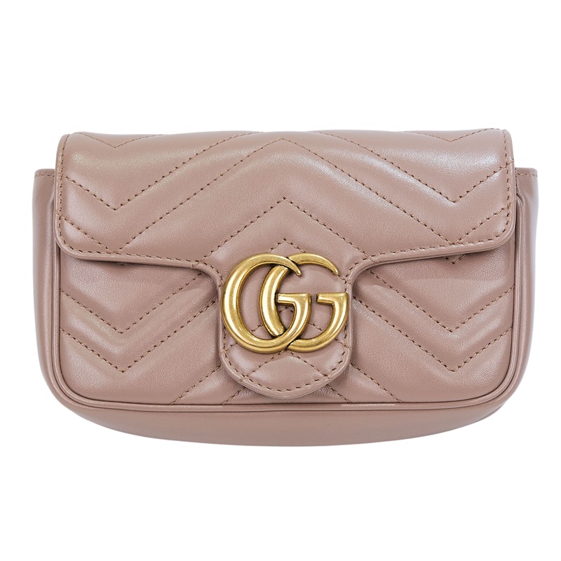 古馳 GUCCI GG Mormont 絎縫 超迷你袋 476433 DTDCT 棕色MARMONT MINI鍊包 防塵袋/原廠盒子