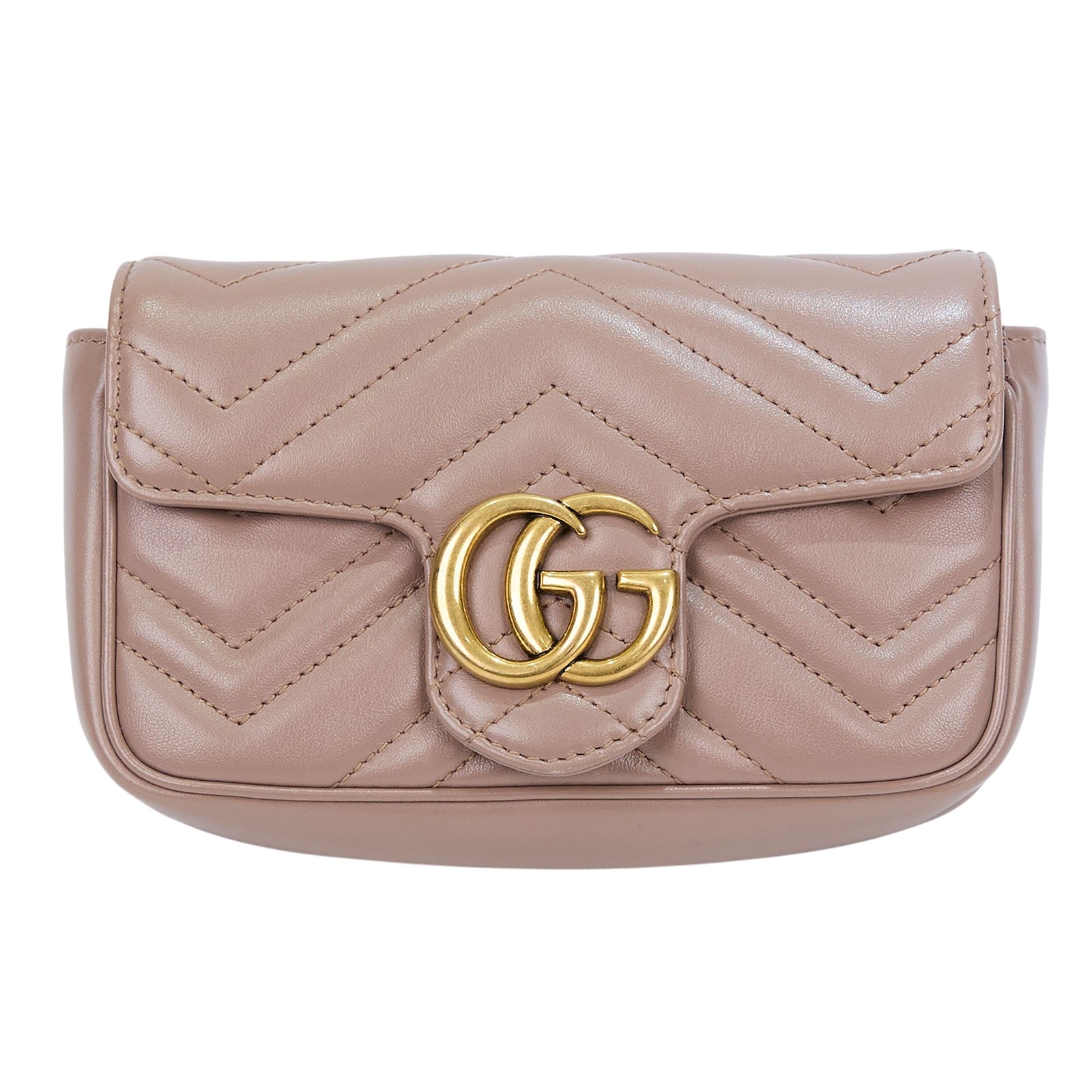 古馳 GUCCI GG Mormont 絎縫 超迷你袋 476433 DTDCT 棕色MARMONT MINI鍊包 防塵袋/原廠盒子