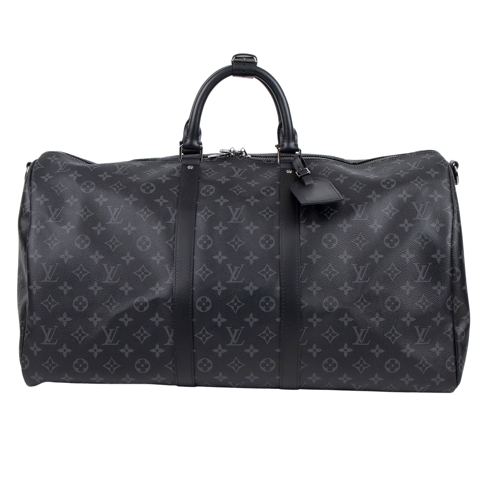 路易威登 LOUIS VUITTON Keepall Bandoulière 55 Eclipse帆布 波士頓包  旅行袋 M40605 晶片款  防塵袋/背帶/鎖組