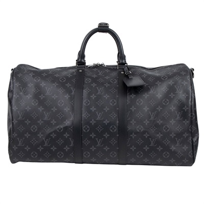 路易威登 LOUIS VUITTON Keepall Bandoulière 55 Eclipse帆布 波士頓包  旅行袋 M40605 晶片款  防塵袋/背帶/鎖組