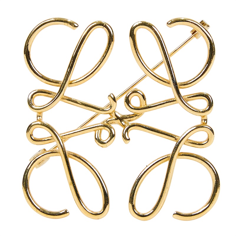 羅意威 LOEWE Anagram 別針 111.25.020 金色LOGO胸針 無附屬品