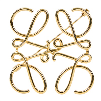 羅意威 LOEWE Anagram 別針 111.25.020 金色LOGO胸針 無附屬品