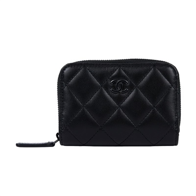 香奈兒 CHANEL 經典 拉鏈 零錢包 錢包 卡夾 AP0216 晶片款 黑羊SO BLACK拉鍊零錢包 原廠盒子/防塵袋