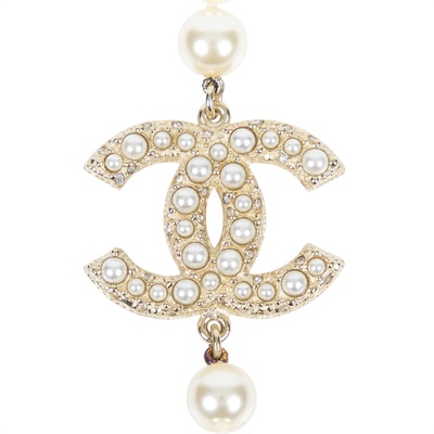 香奈兒 CHANEL 髮圈 A64757 珍珠雙C頸鍊 原廠盒子