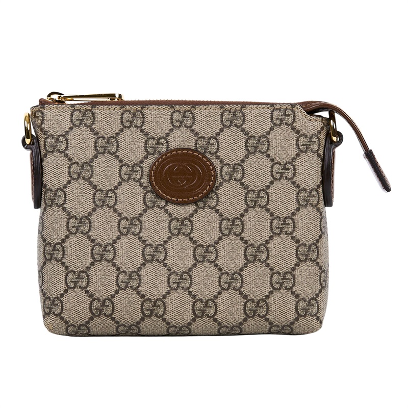 古馳 GUCCI Interlocking G 兩用 小方包 棕色 723306 92THG GG紋斜背包 無附屬品
