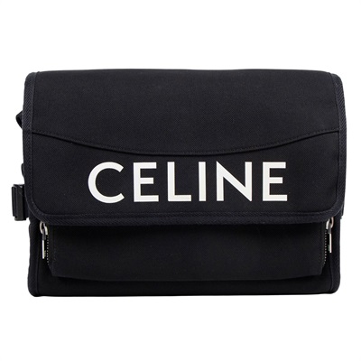 思琳 CELINE 小型郵差包 110062DMT 黑LOGO帆布肩背包 防塵袋