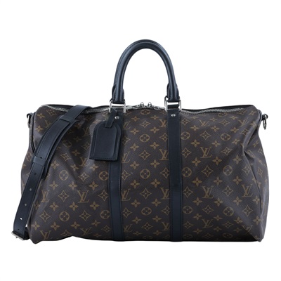 路易威登 LOUIS VUITTON Keepall Bandoulière 45 Macassar帆布 波士頓包  旅行袋 M56711  背帶/鎖組