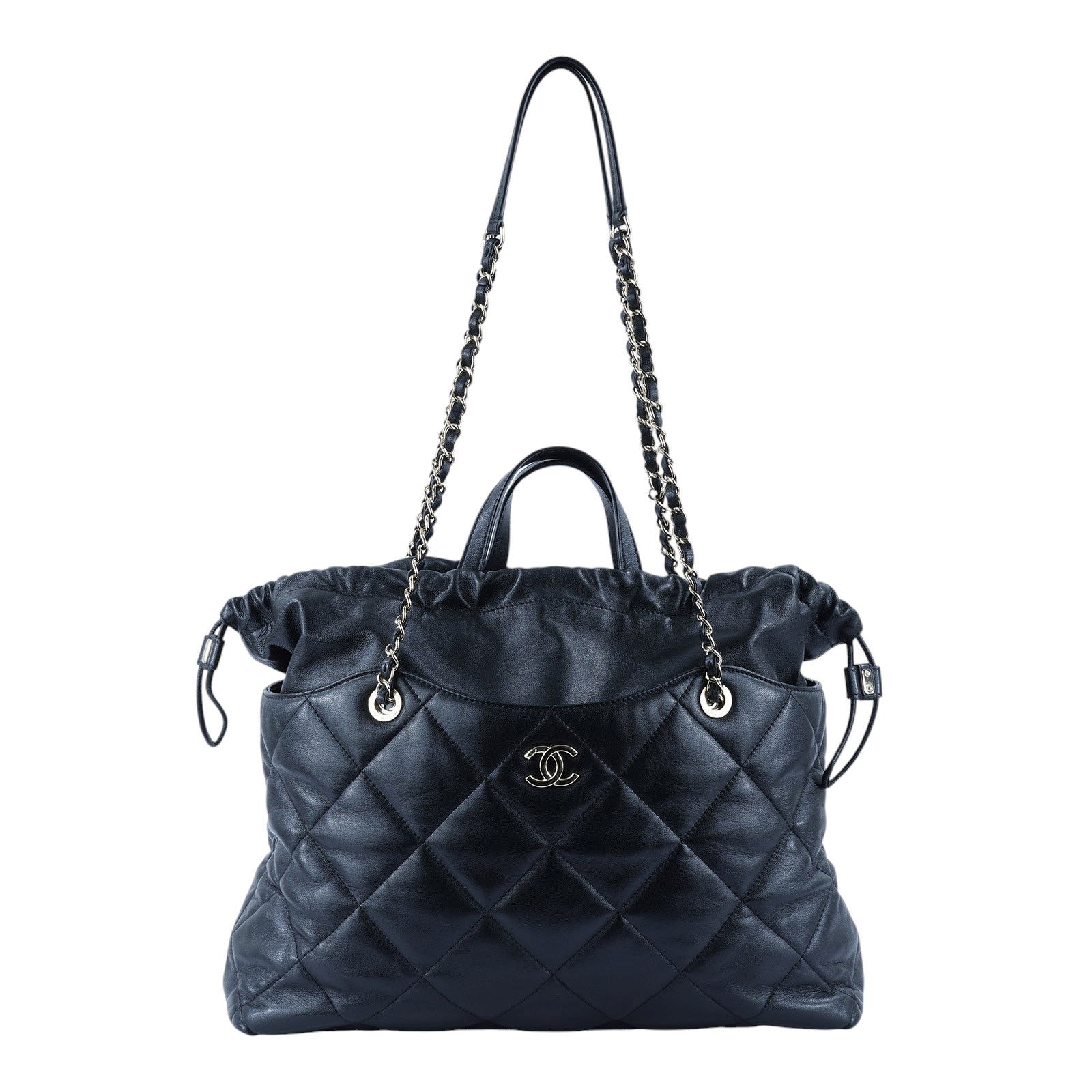 香奈兒 CHANEL 購物包 小型  28開黑束口肩背包 保證卡