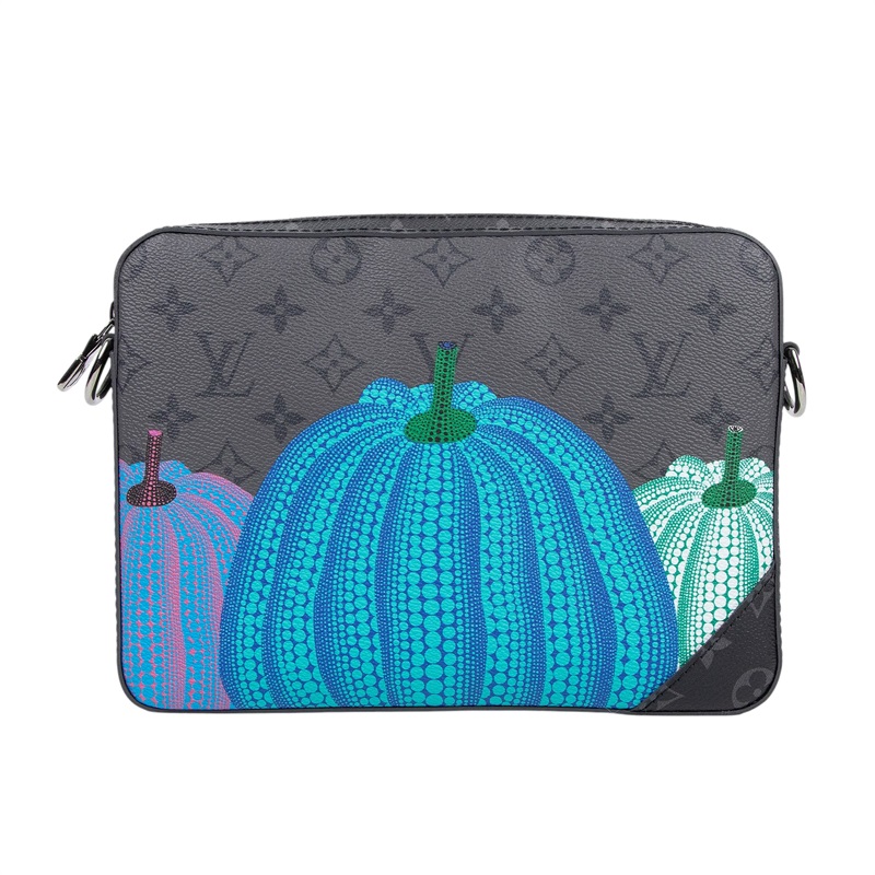 路易威登 LOUIS VUITTON LV x YK Trio 草間彌生 老花 三合一 郵差包 M46435 晶片款 黑南瓜郵差包 防塵袋